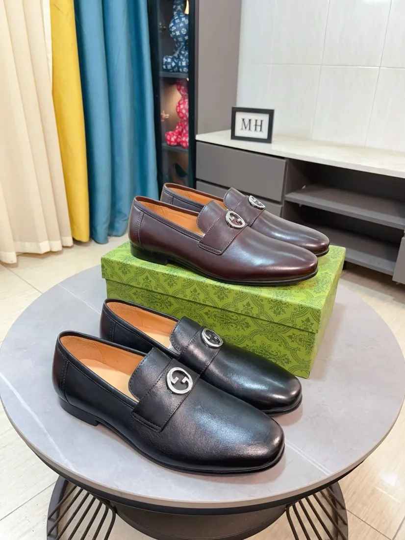 Men's shoes 💰500🌹🌹【GUCCI】The most popular classic Gucci leather shoes. Synchronized with the official website, the upper is made of Italian first-layer cowhide ➕cowhide lining, with unique brand and unique craftsmanship. Highlighting the hot style of the new year. Stop hesitating, stop wandering, get it now. Number: 38--44